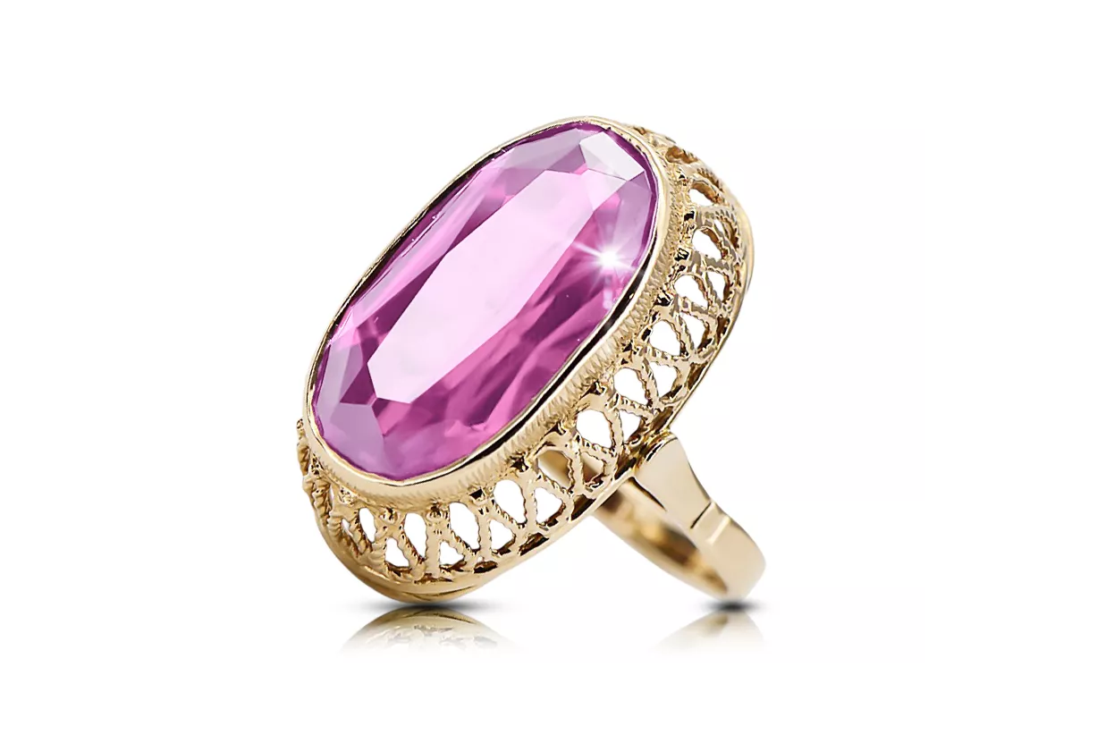 Ring Amethyst 14 Karat Gelbgold Vintage Stil vrc129y